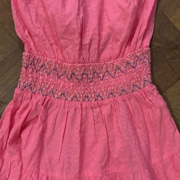 Ramy Brook Strapless Pink Smocked-Waist Tiered Mini Dress - Picture 3 of 5